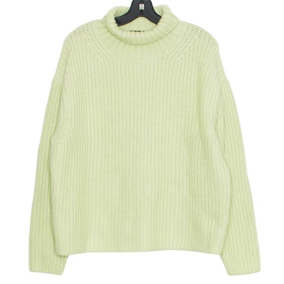 NWT Ann Taylor Sweater Turtleneck Minimalist Cottage Ribbed Cozy Green Large - Picture 1 of 7